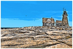 Mount Desert Rock Lighthouse on Windswept Rock Island in Maine